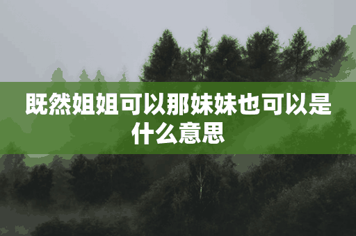 既然姐姐可以那妹妹也可以是什么意思